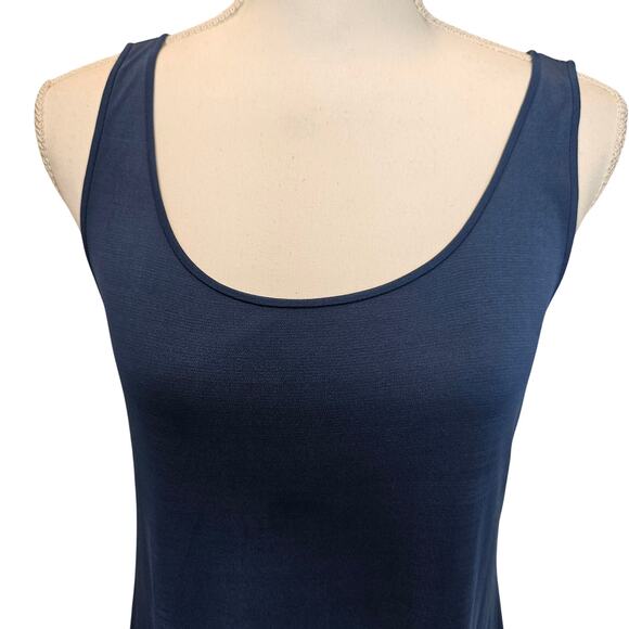 Eileen Fisher Silk Scoop Neck Blue Slip Tunic Tank Dress 30" Length Size Small - Picture 2 of 11
